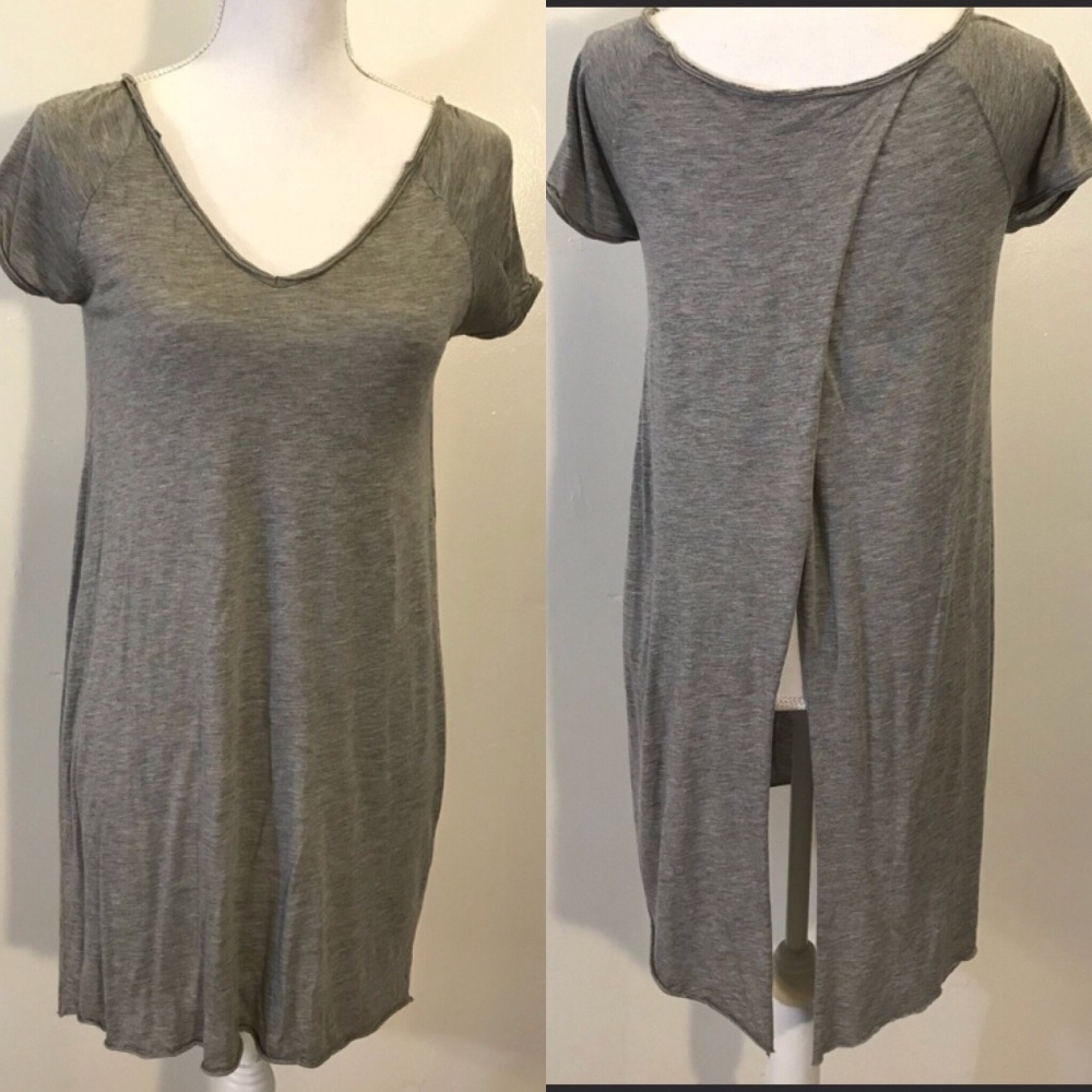 All Saints Gray Split-Back Mini Dress
